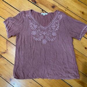 Solitaire Dusty Rose Embroidered Blouse size XL